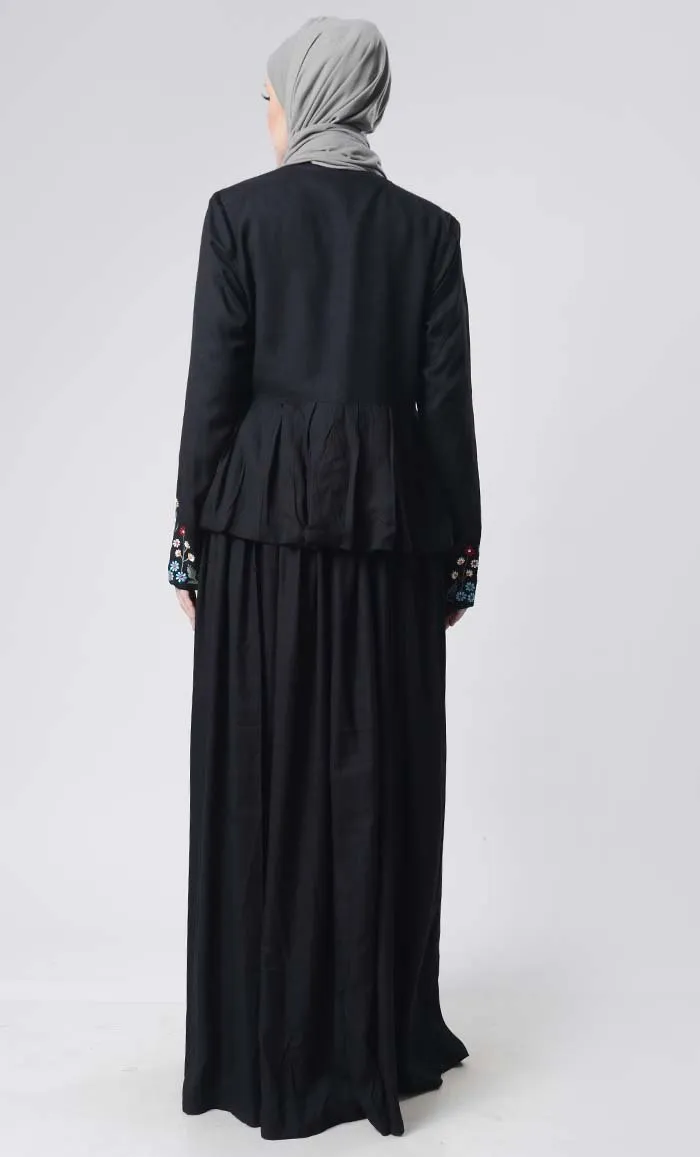 2 pcs With Embroidered Jacket Abaya