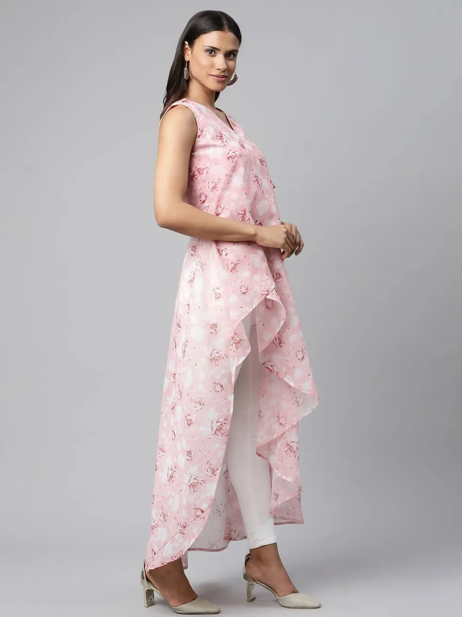 Ahalyaa Women Pink Organza Digital Printed Dress