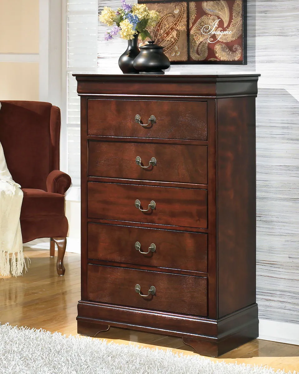 Alisdair - Dark Brown - 6 Pc. - Dresser, Mirror, Chest, Queen Sleigh Bed, Nightstand