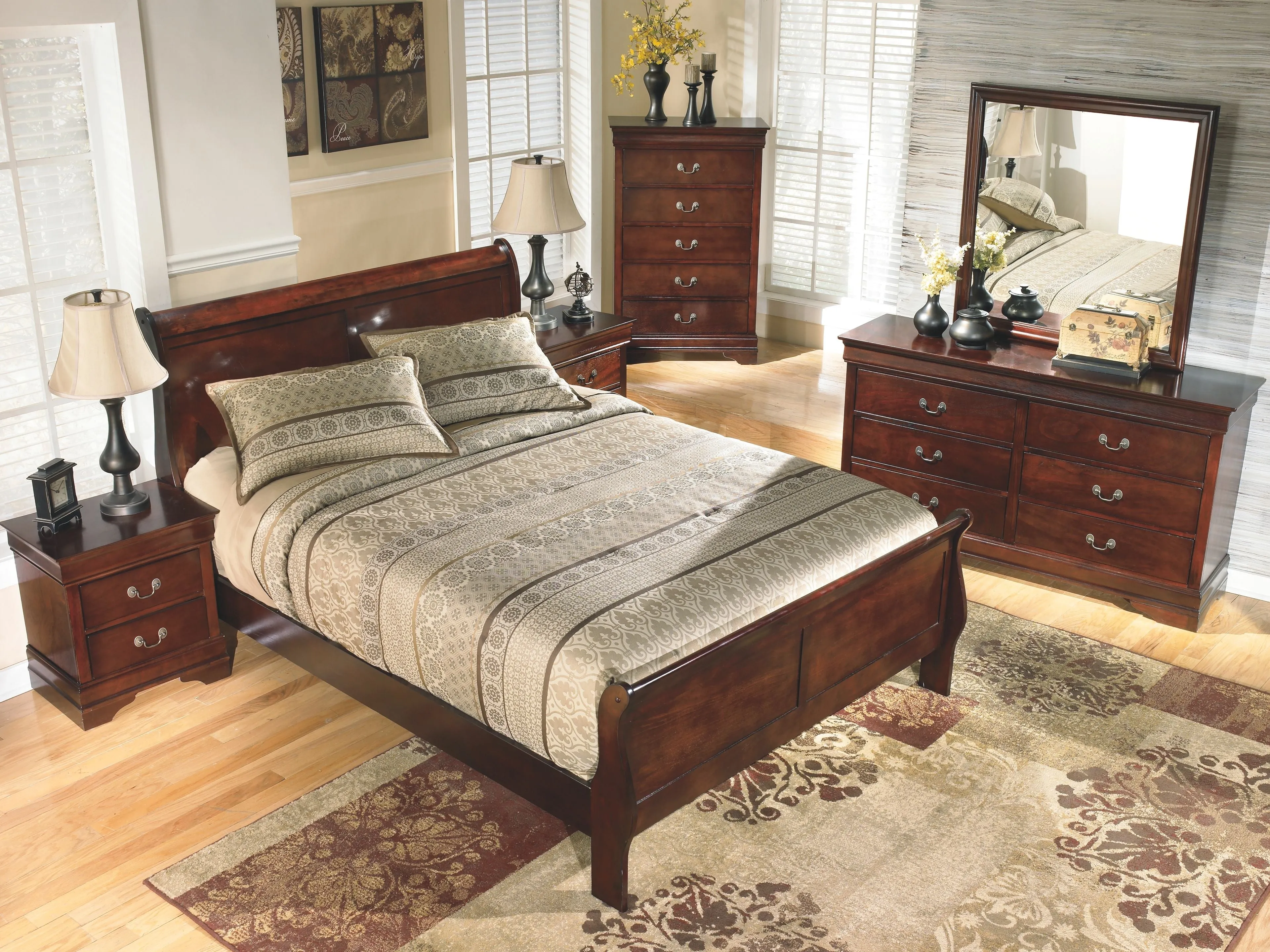 Alisdair - Dark Brown - 6 Pc. - Dresser, Mirror, Chest, Queen Sleigh Bed, Nightstand