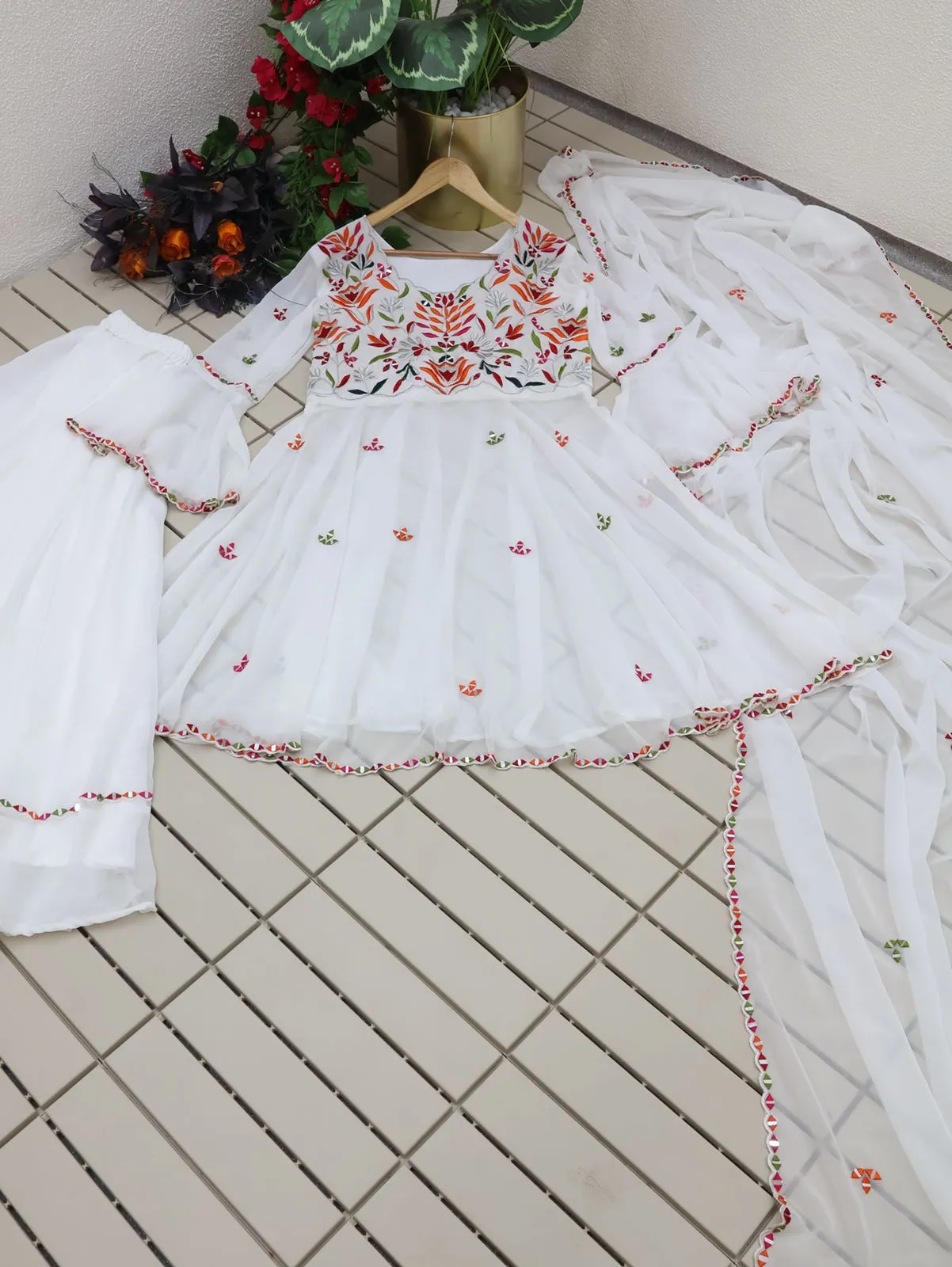 Amazing White Color Work Beautiful Sharara Suit