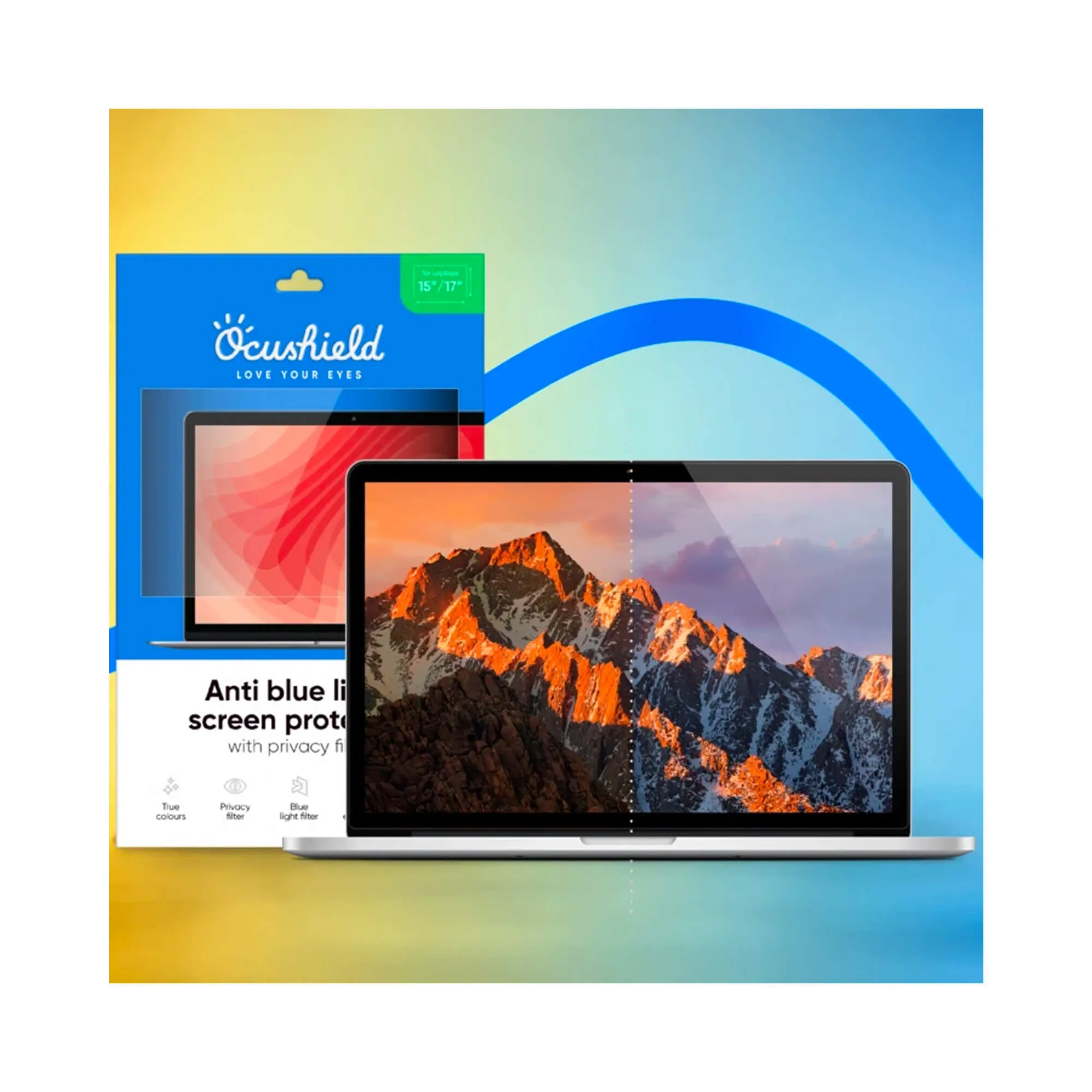 Anti blue light screen protector for laptops, monitors and PCs