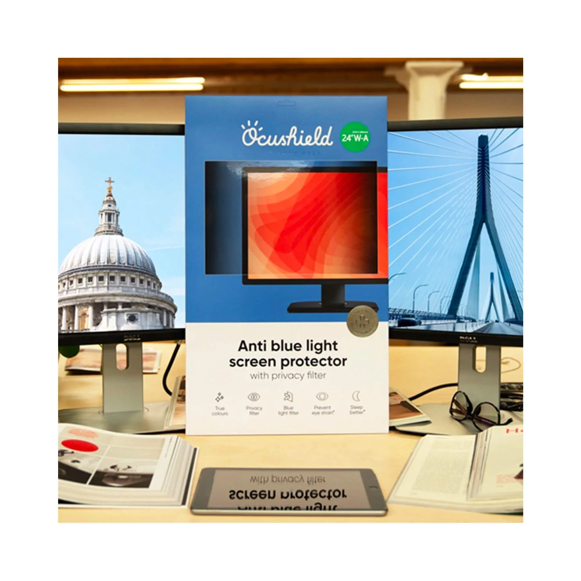 Anti blue light screen protector for laptops, monitors and PCs