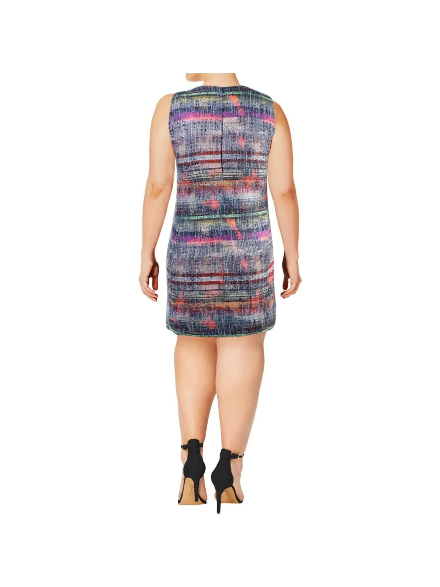 ARMANI Womens Blue Sleeveless Jewel Neck Knee Length Wear To Work Sheath Dress