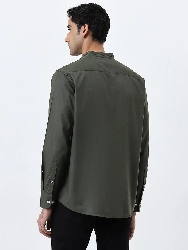Ascot Olive Green Relaxed-Fit Cotton Shirt