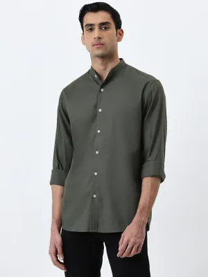 Ascot Olive Green Relaxed-Fit Cotton Shirt