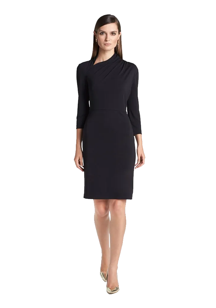 Asymmetrical Collar Matte Jersey Dress