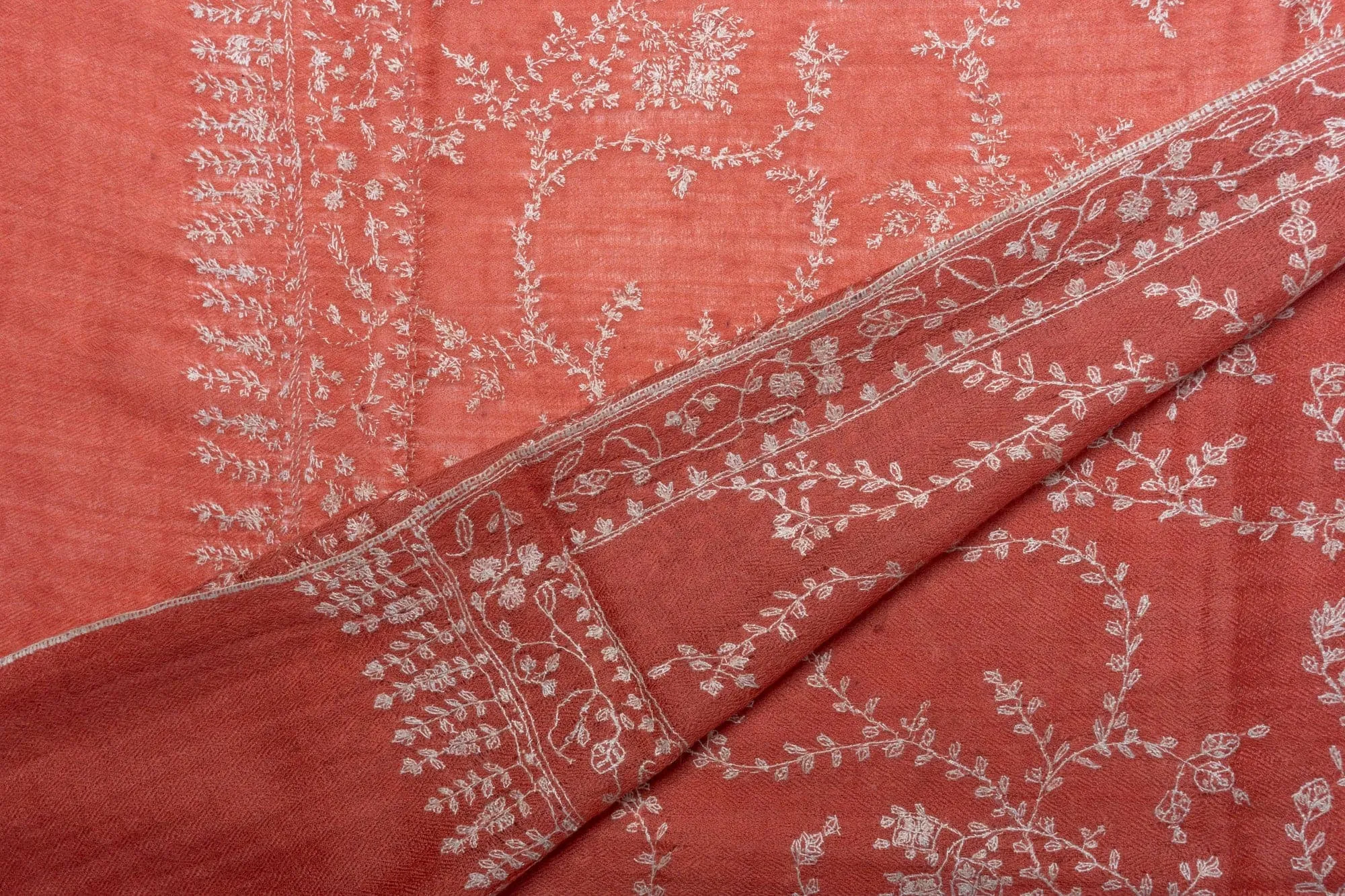 Autumn Radiance: Hand Embroidered Pure Pashmina Sozni Scarf