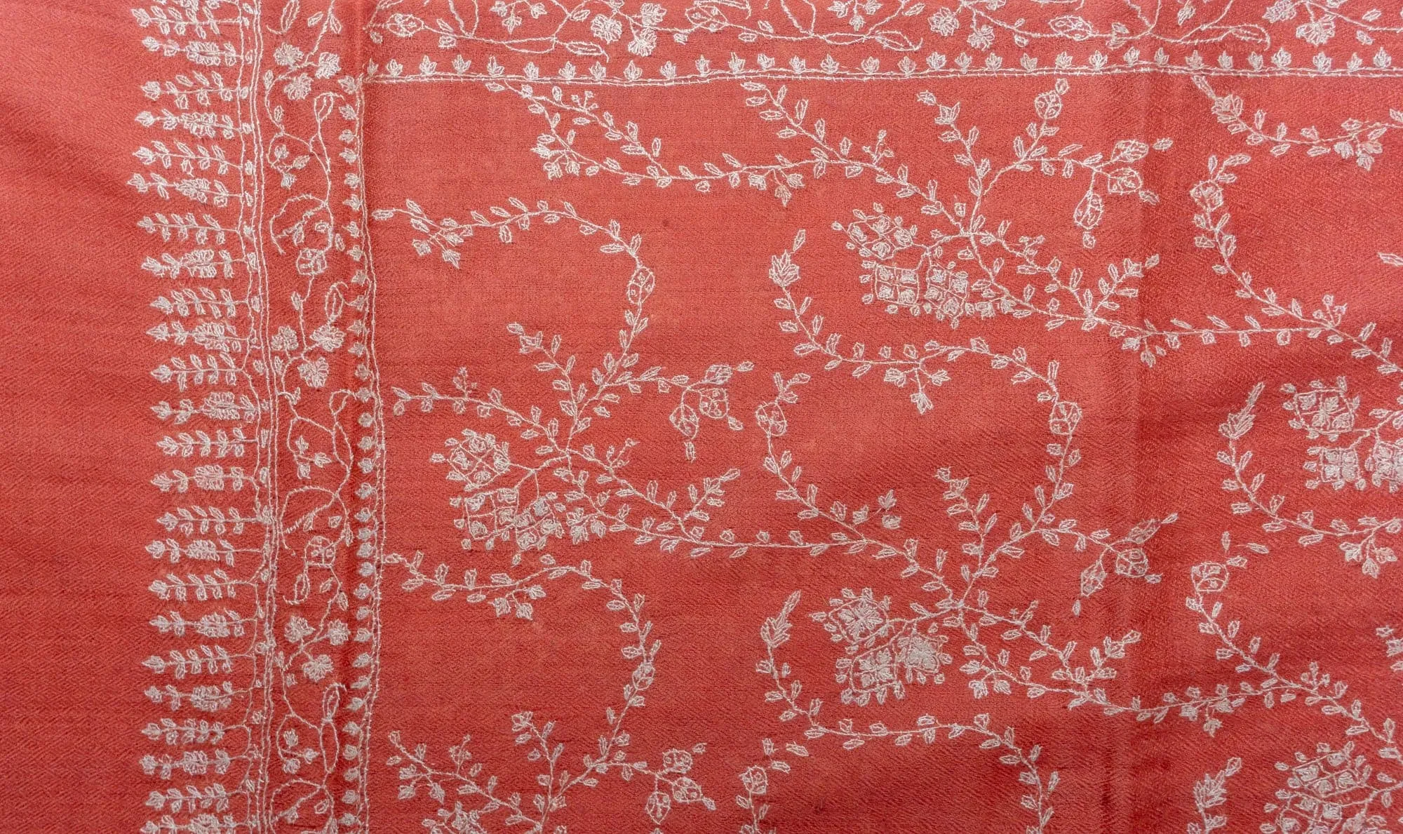 Autumn Radiance: Hand Embroidered Pure Pashmina Sozni Scarf