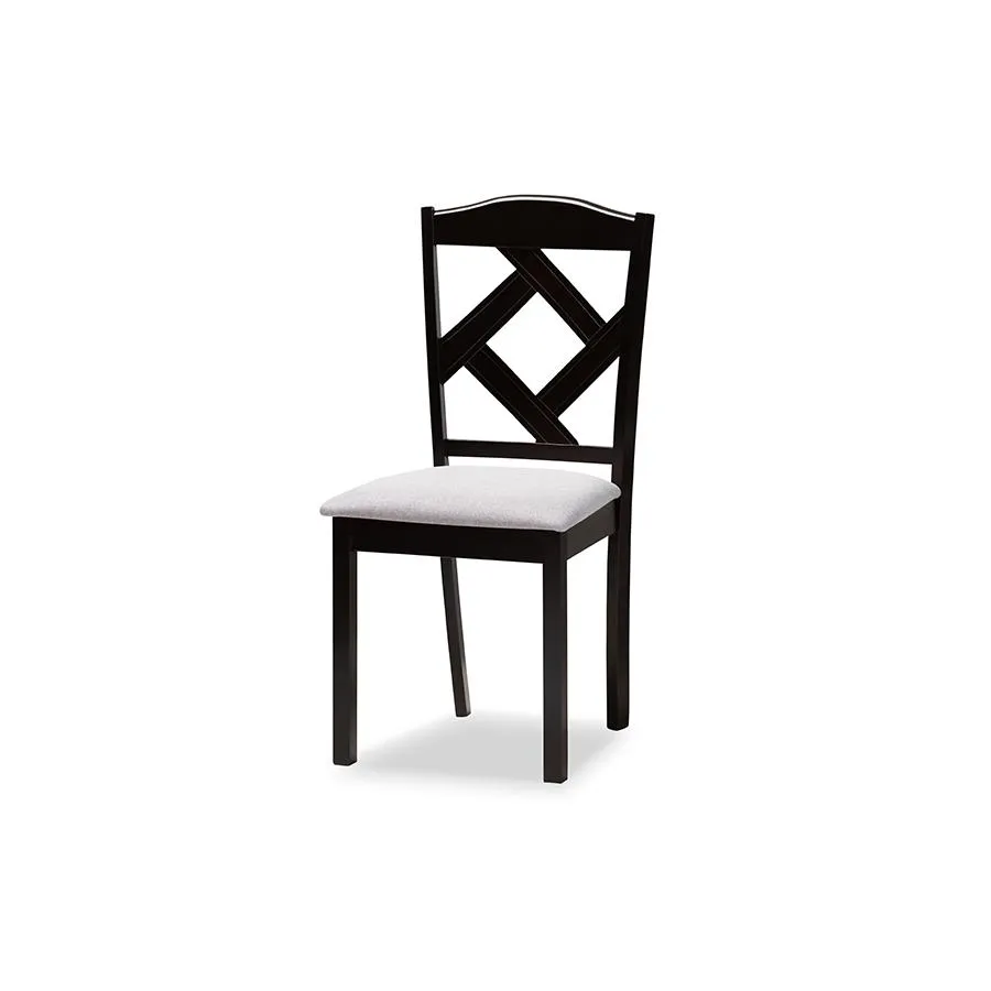 Baxton Studio Nesa Modern Transitional Grey Fabric Upholstered and Dark Brown Finished Wood 5-Piece Dining Set