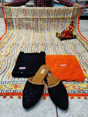 Black and Orange Ensemble 4 Pc With Jutti