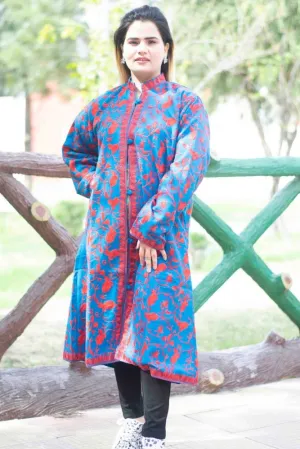 Blue Aari Work Embroidered Jacket With New Designer All over Jaal Pattern