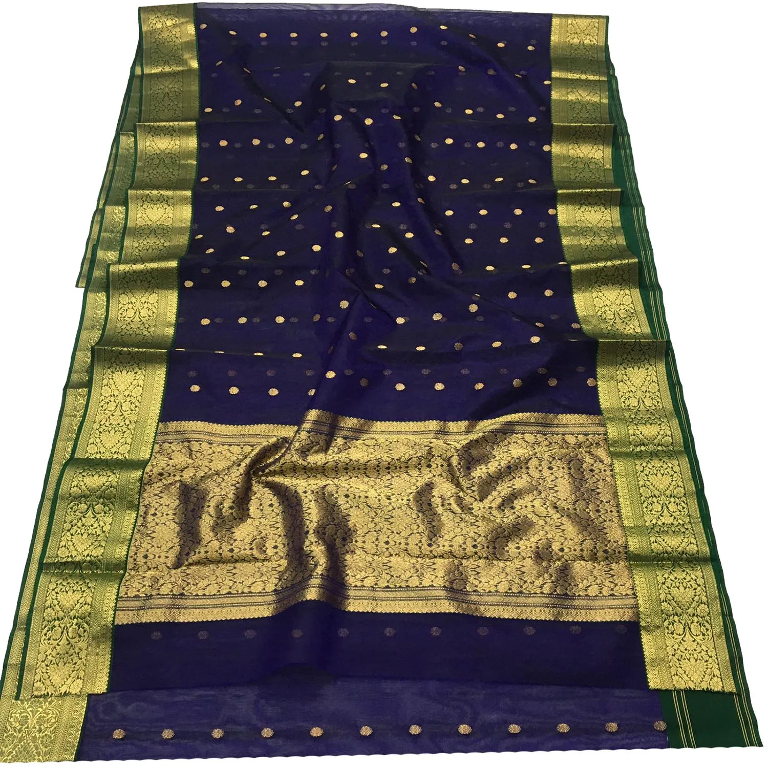 Blue Chanderi Handloom Katan Silk Saree