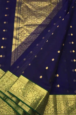 Blue Chanderi Handloom Katan Silk Saree