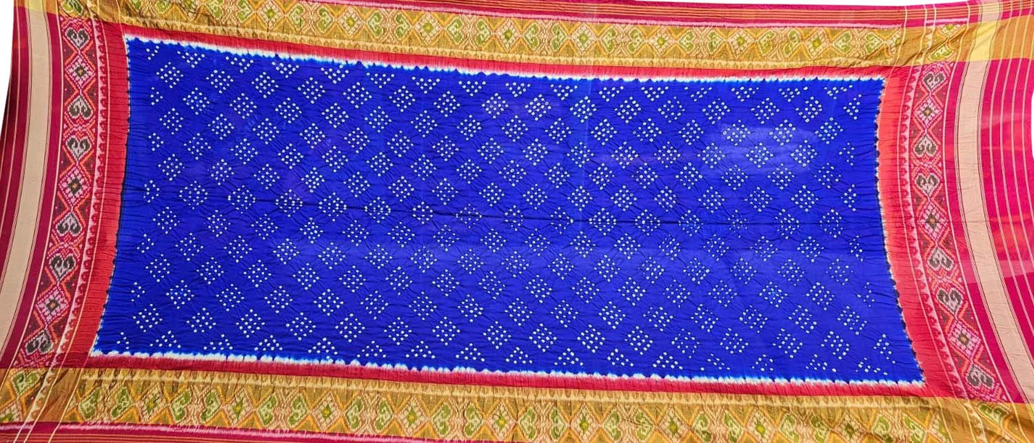 Blue Patola Handloom Silk Bandhej Dupatta