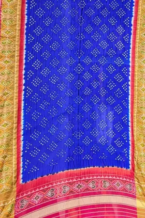 Blue Patola Handloom Silk Bandhej Dupatta