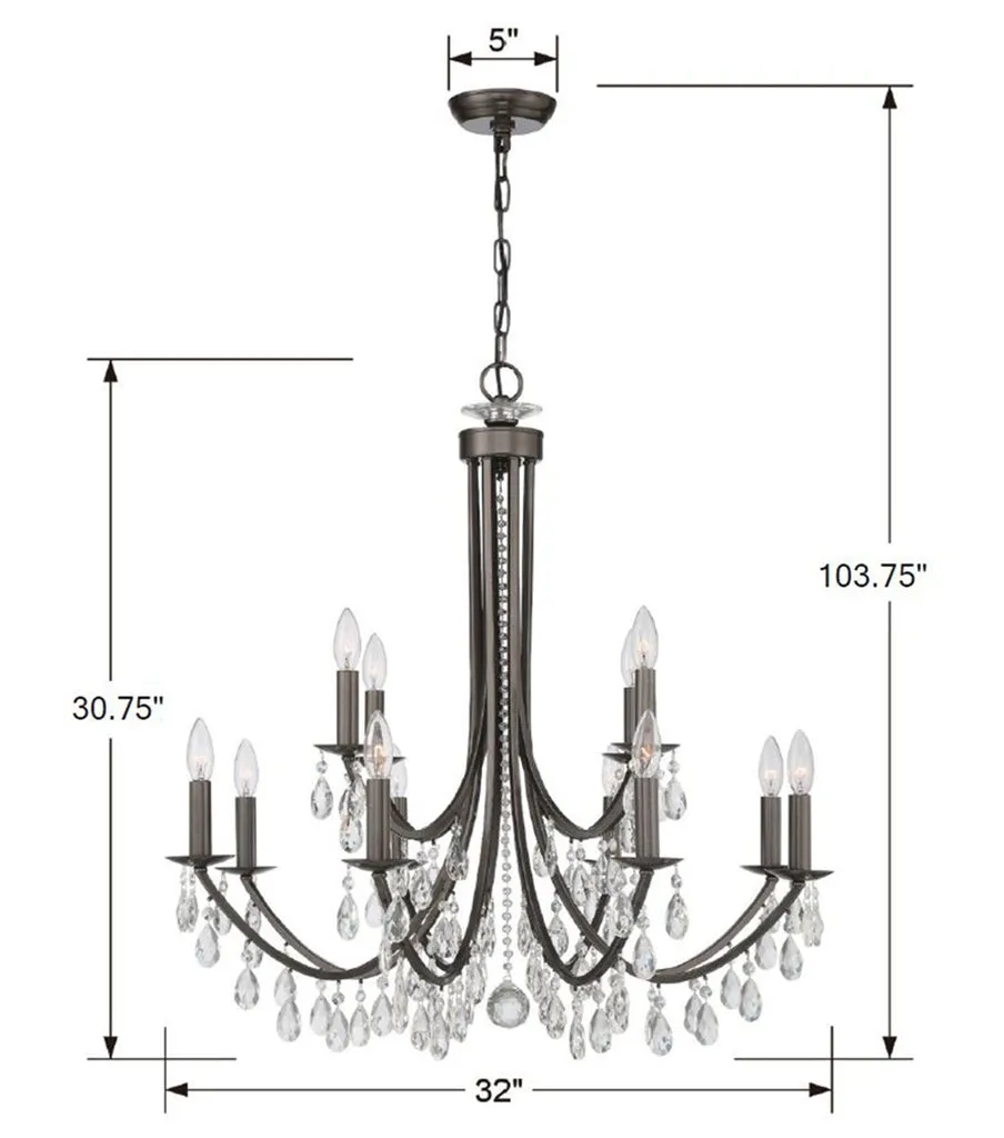 Bridgehampton 12 Light Swarovski Strass Crystal Vibrant Bronze Chandelier