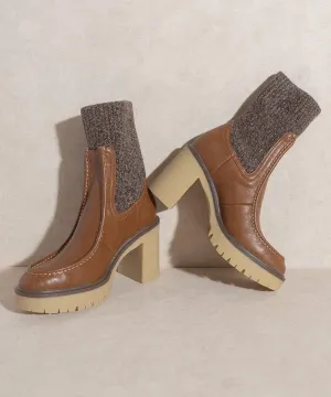 Brown Oasis Society Melanie - Platform Sock Boots