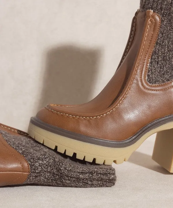 Brown Oasis Society Melanie - Platform Sock Boots