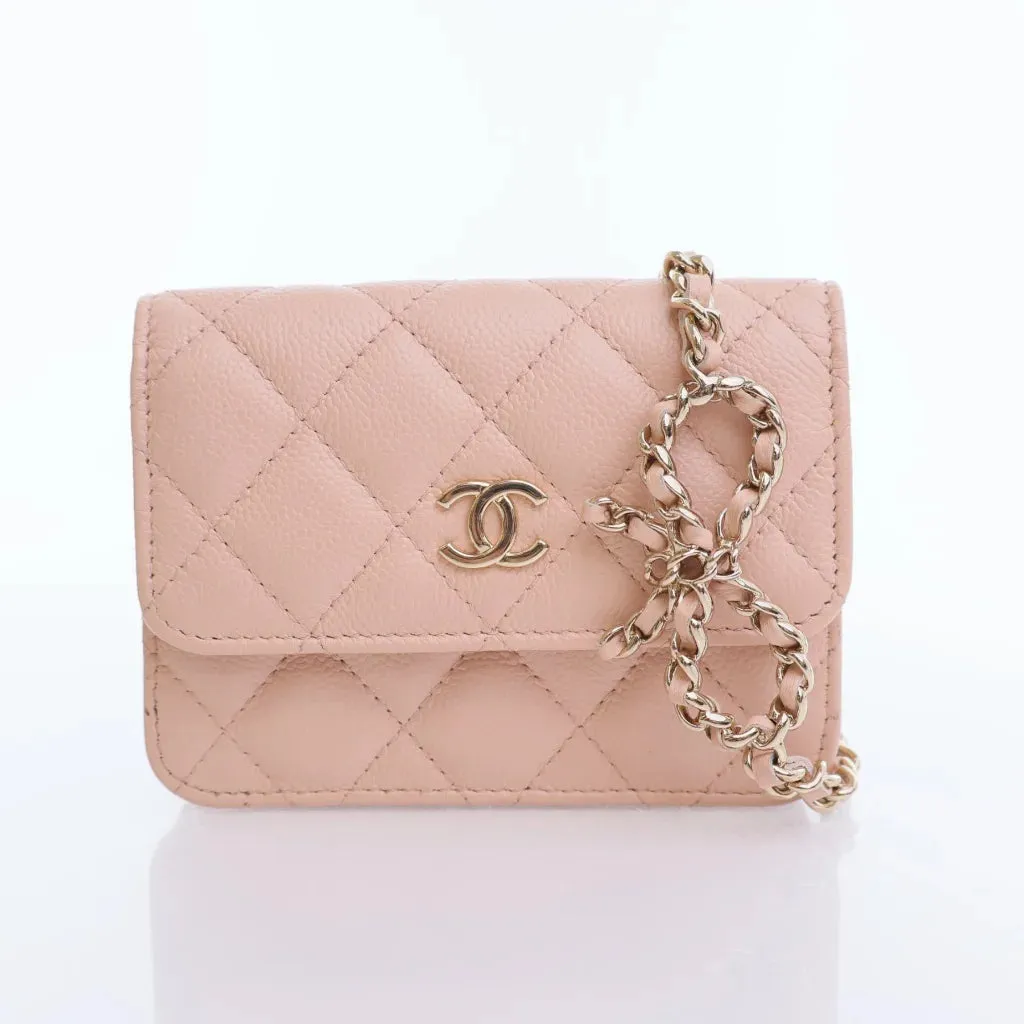 Chanel Bow Belt Bag Beige Caviar