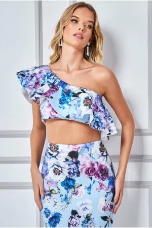 City Goddess Scuba Foam One Shoulder Crop Top