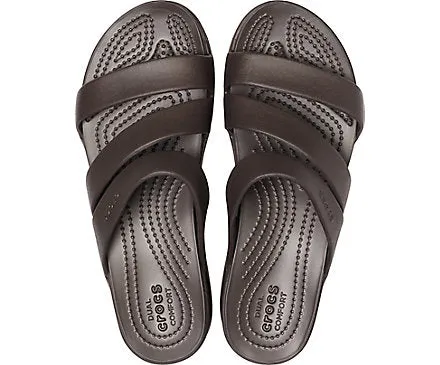 Crocs Womens Monterey Strappy Wedge - Espresso