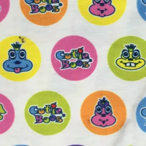 Cutie on White Cotton/Spandex Jersey Fabric