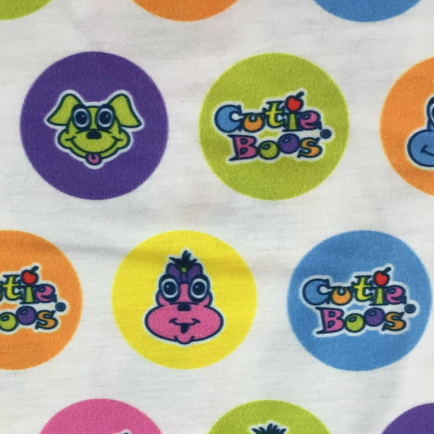 Cutie on White Cotton/Spandex Jersey Fabric