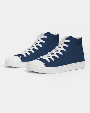 Dark Blue Men's High-top Canvas Sneakers | Men's | Dark Pure Blue | C100M50Y0K80
