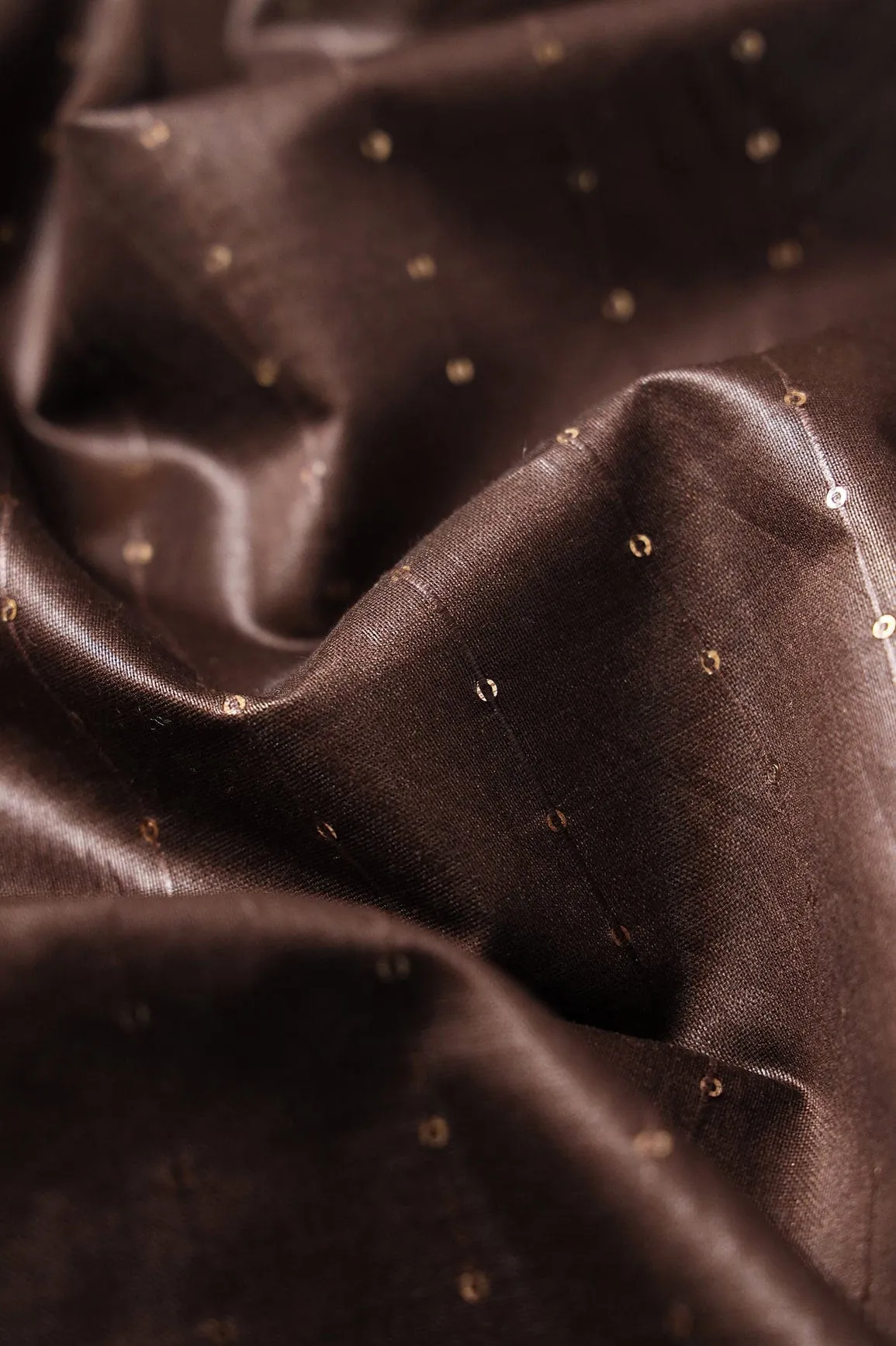 Dark Brown Viscose Chanderi Silk Unstitched Suit (2 Piece)
