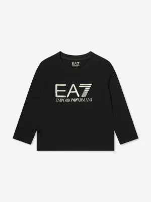 EA7 Emporio Armani Girls Long Sleeve Logo T-Shirt in Black