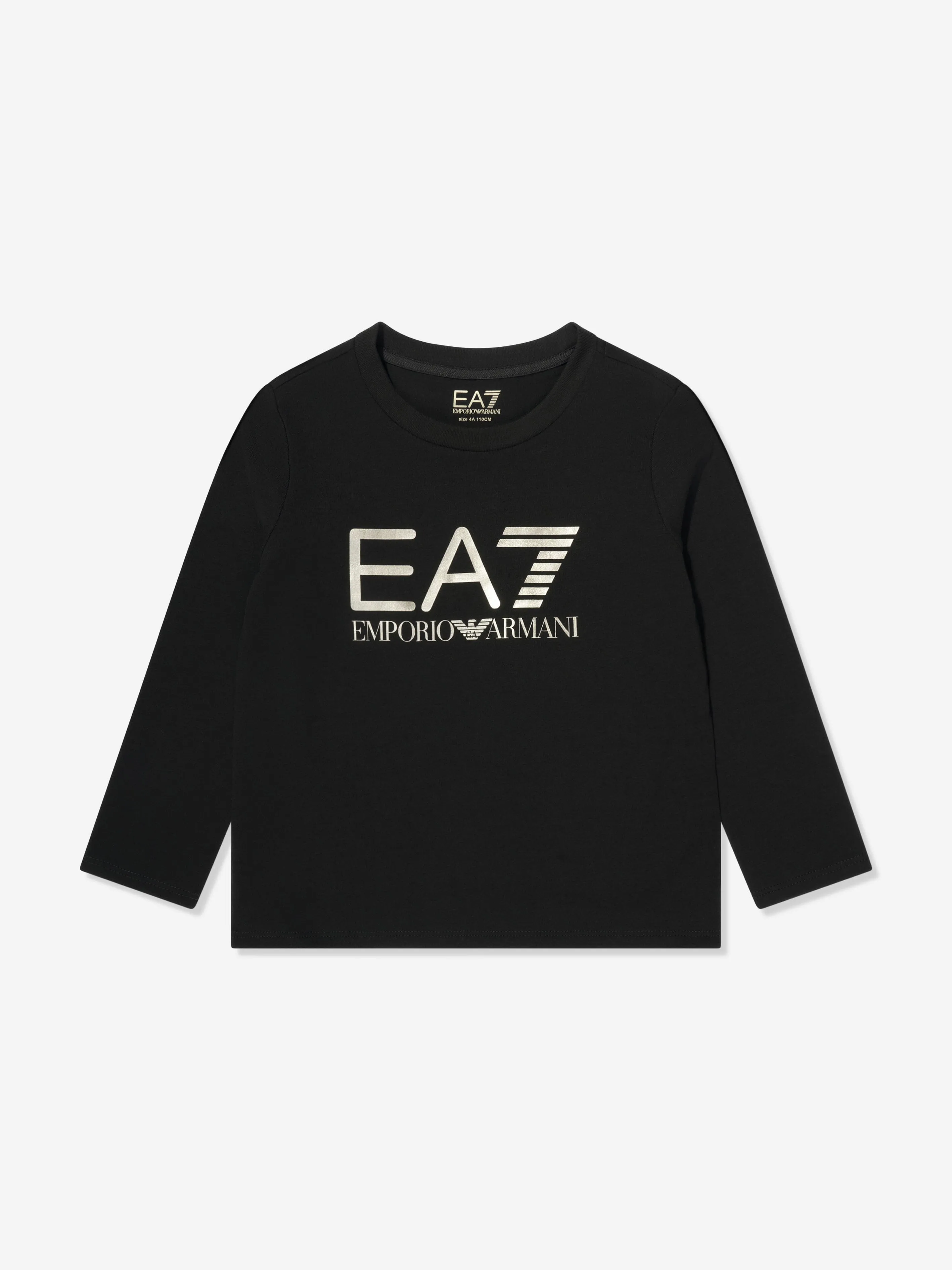 EA7 Emporio Armani Girls Long Sleeve Logo T-Shirt in Black