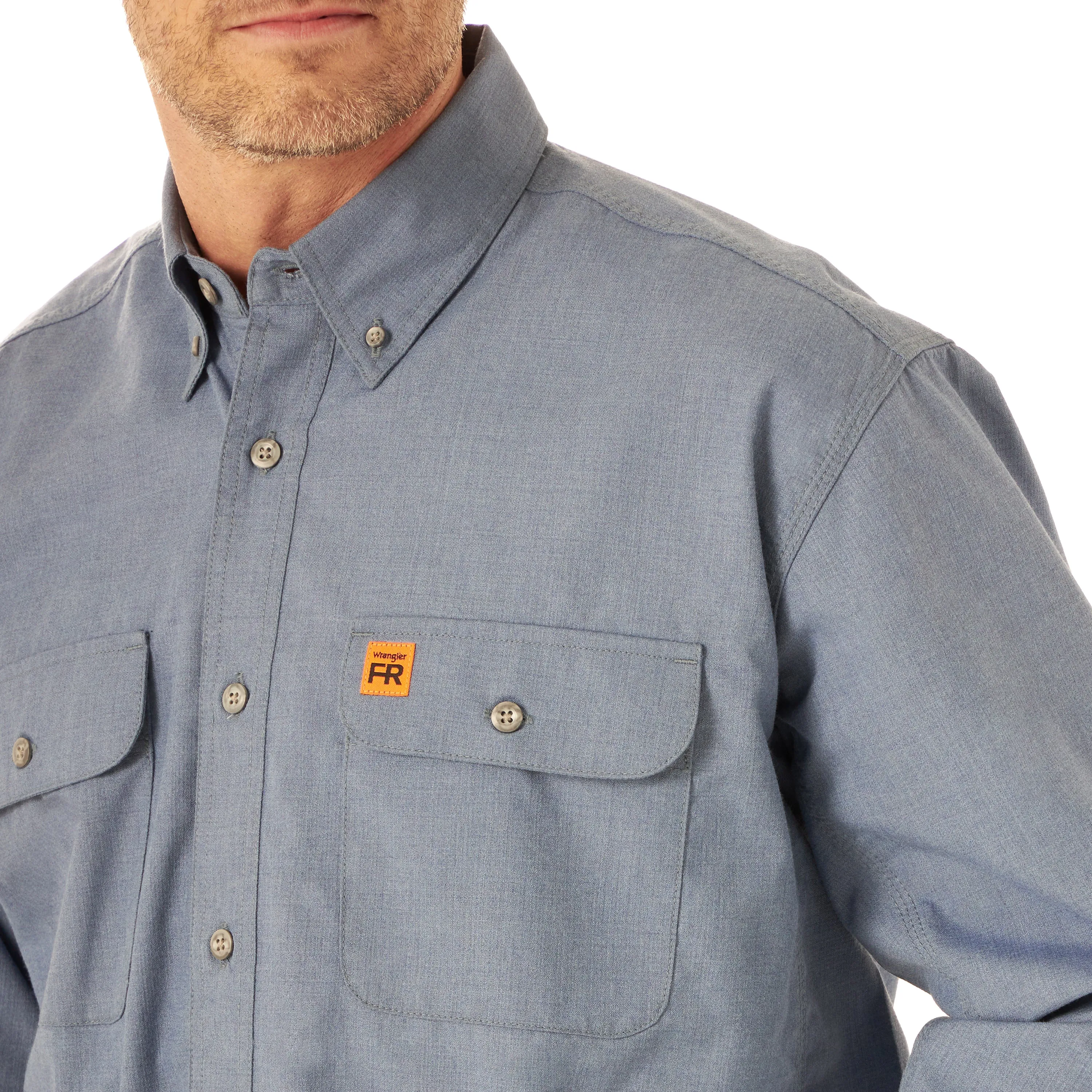 fr3w01l Men's FR Flame Resistant Long Sleeve Work Shirt by Wrangler