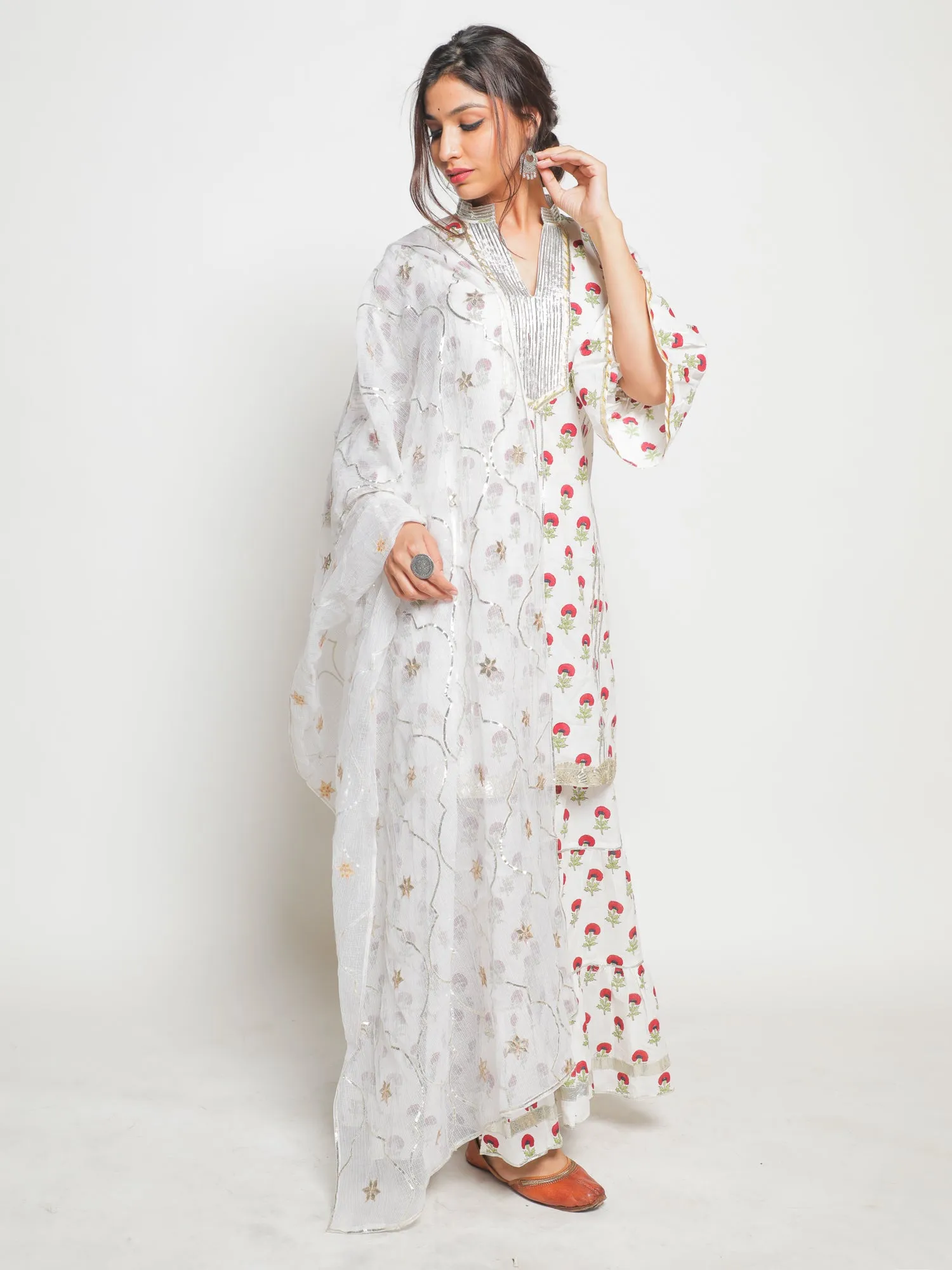 Gainda Phool print on print sharara