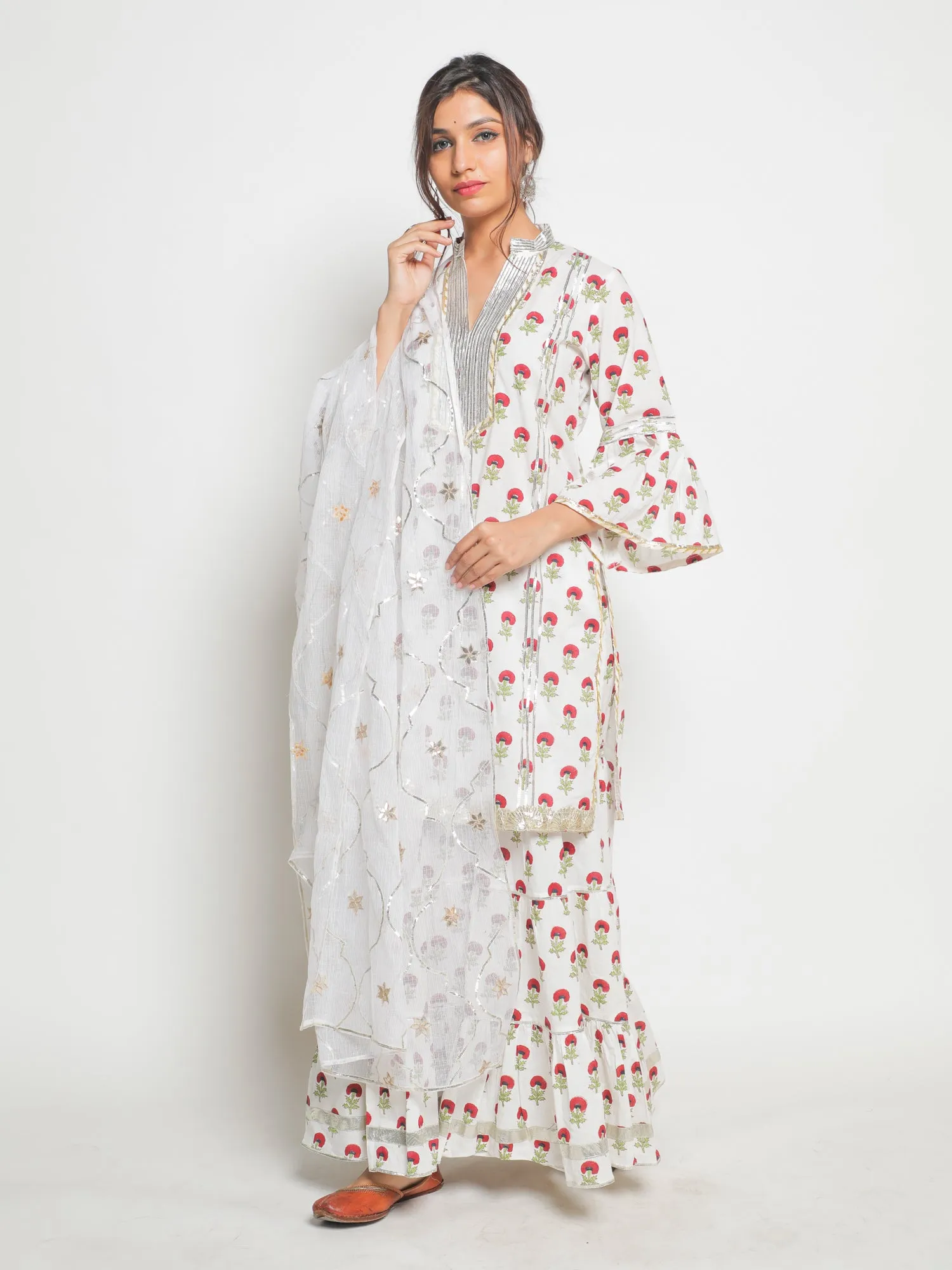 Gainda Phool print on print sharara