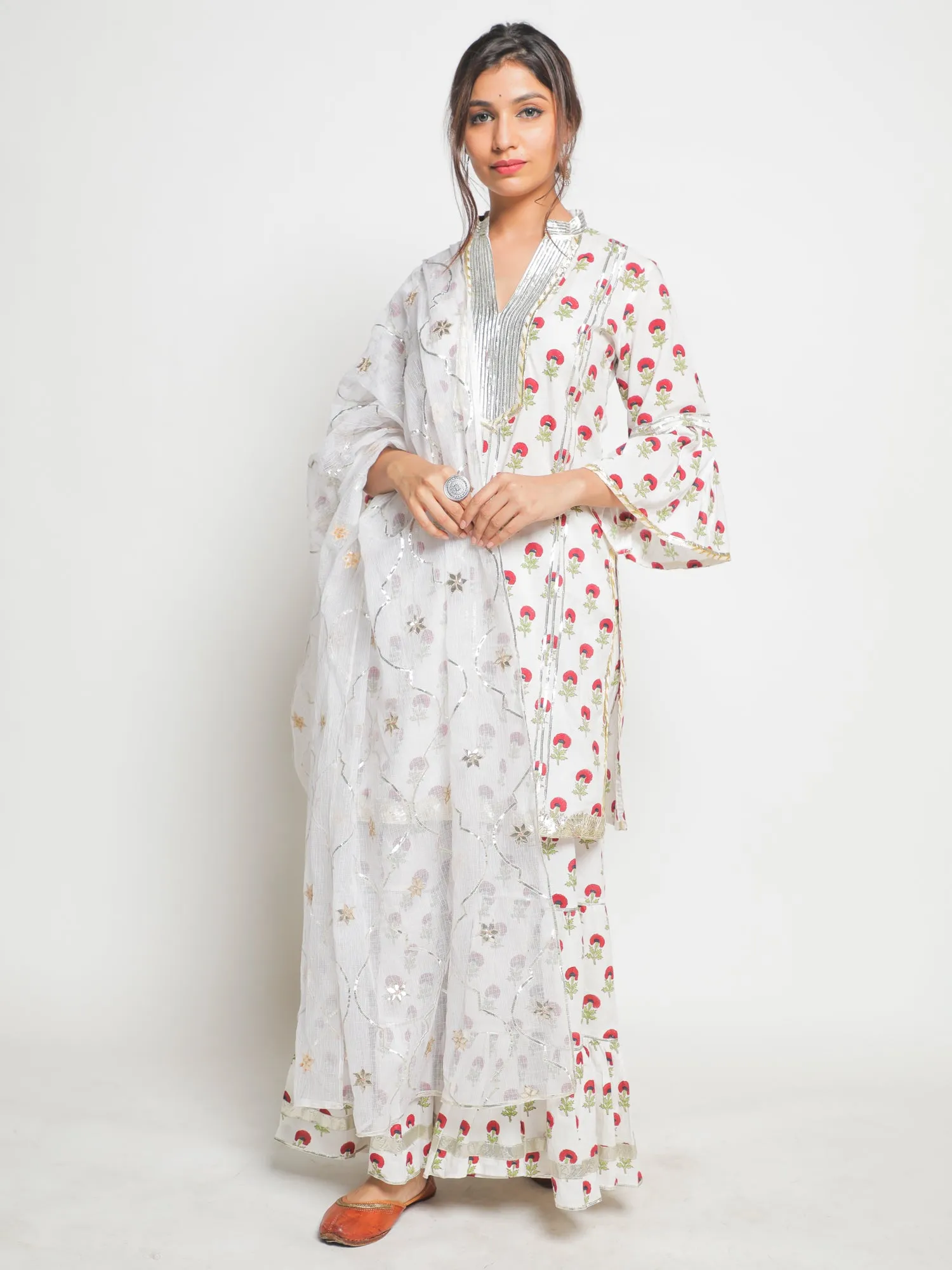 Gainda Phool print on print sharara