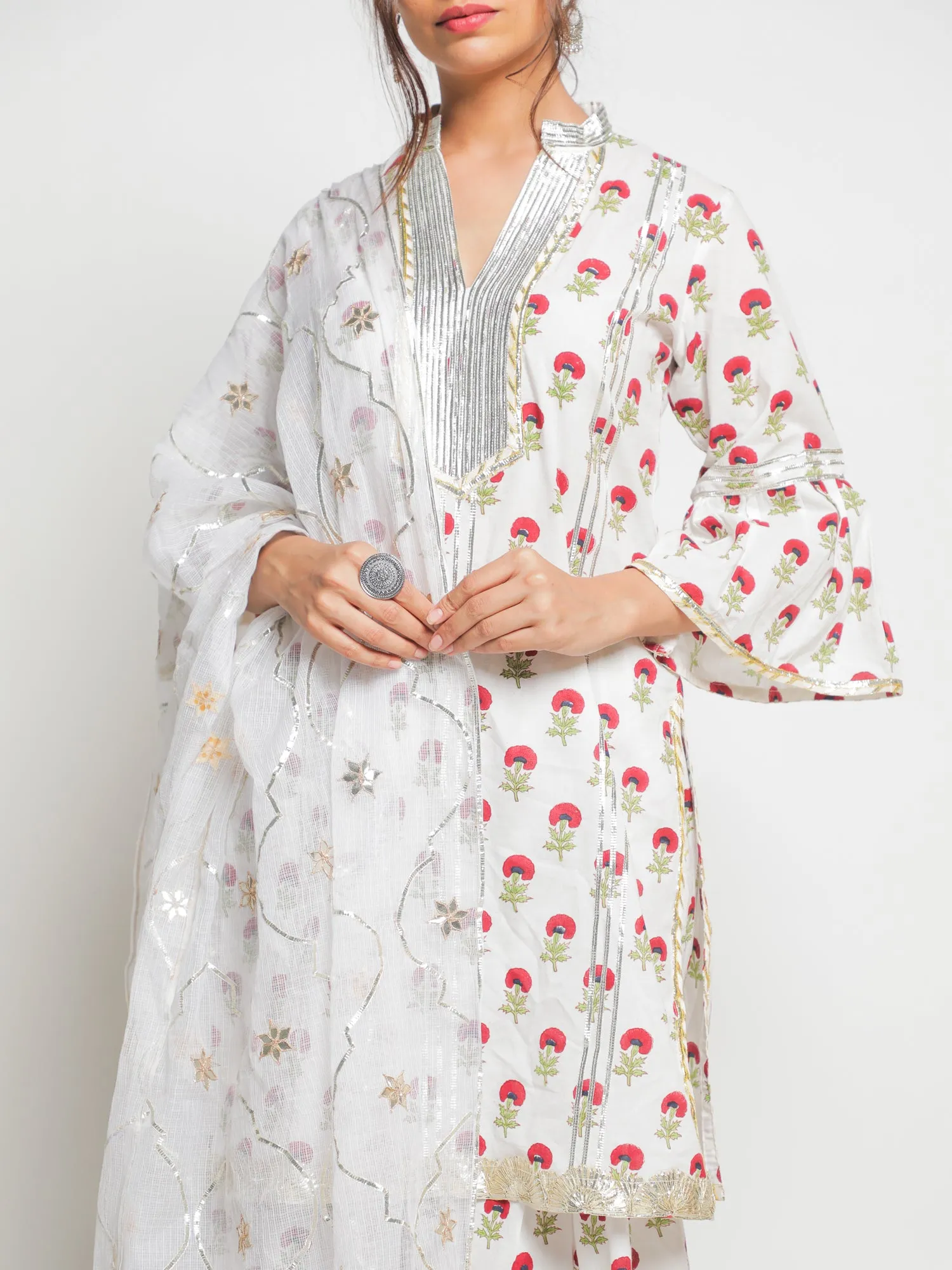 Gainda Phool print on print sharara