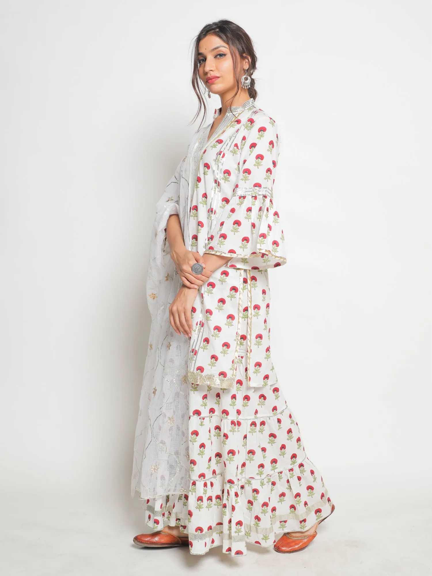 Gainda Phool print on print sharara