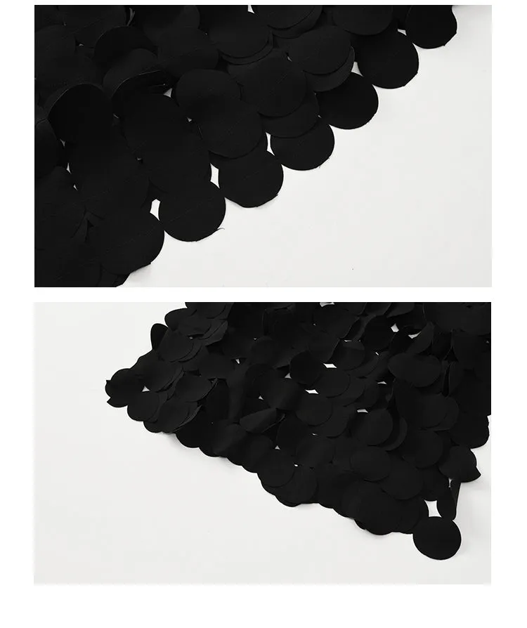 Grape hollow black skirt features a slim high waist and elegant tassels- Karol