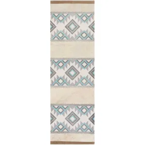 Lasso Light Gray/Teal/Gray Runner Rug