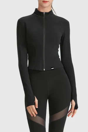 Lightweight Zip-Up Cropped Sweat Jacket