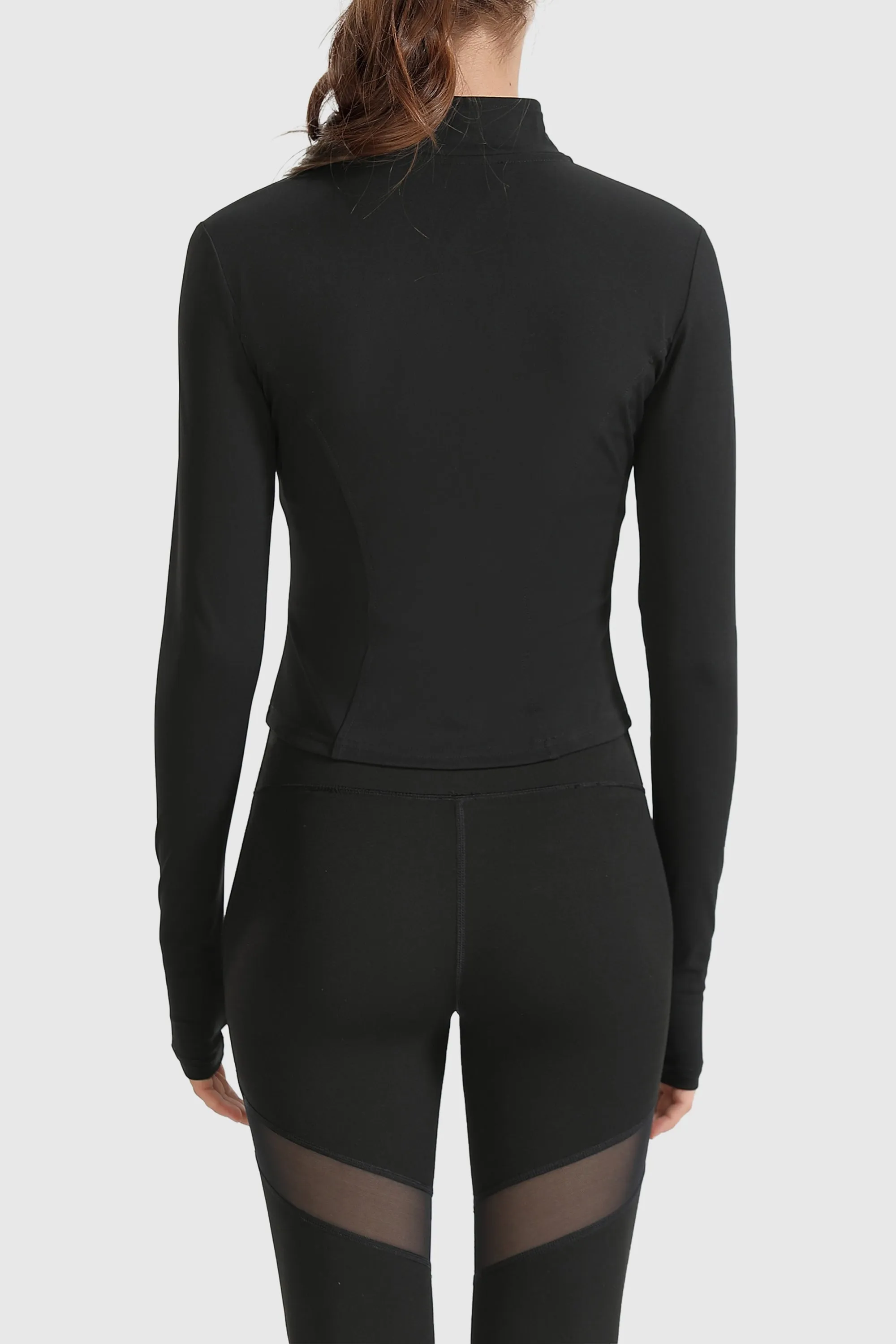 Lightweight Zip-Up Cropped Sweat Jacket