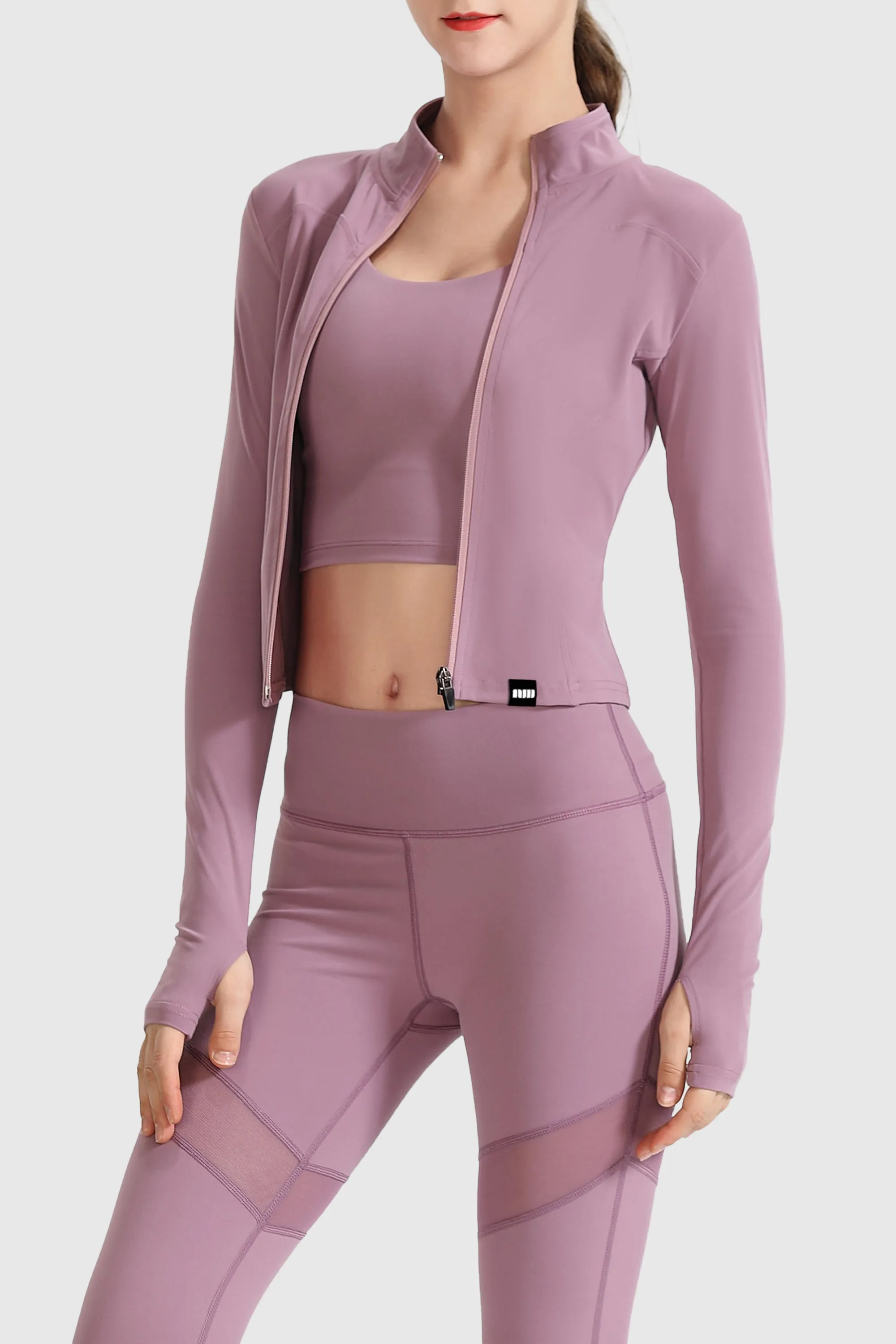 Lightweight Zip-Up Cropped Sweat Jacket