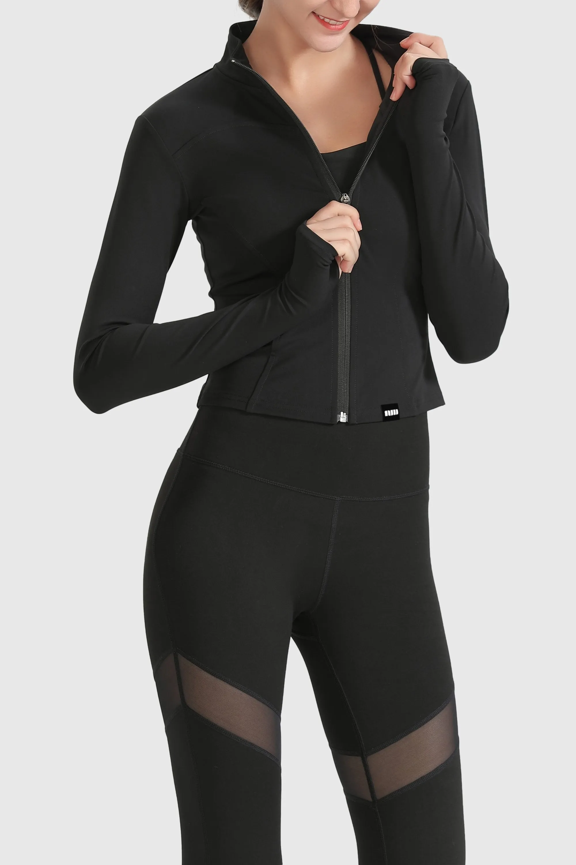Lightweight Zip-Up Cropped Sweat Jacket