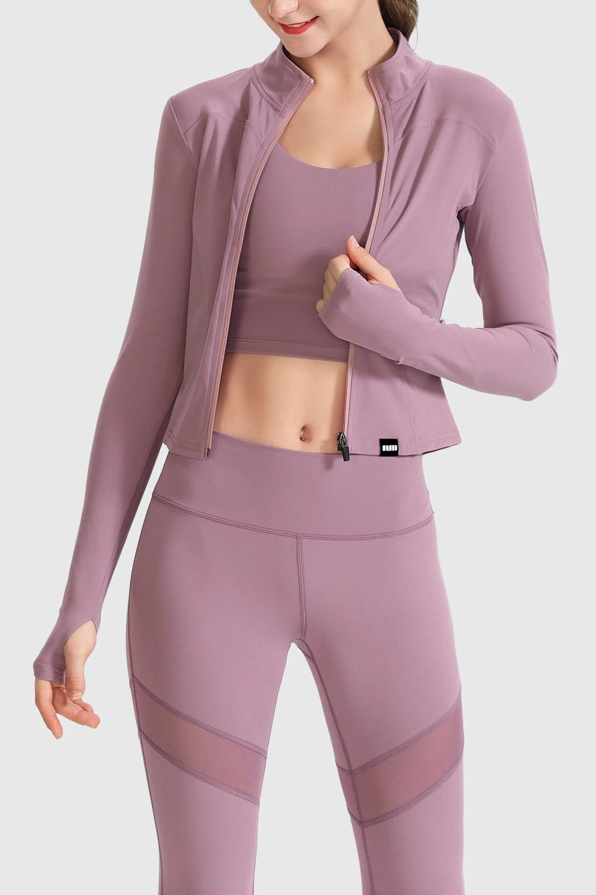 Lightweight Zip-Up Cropped Sweat Jacket