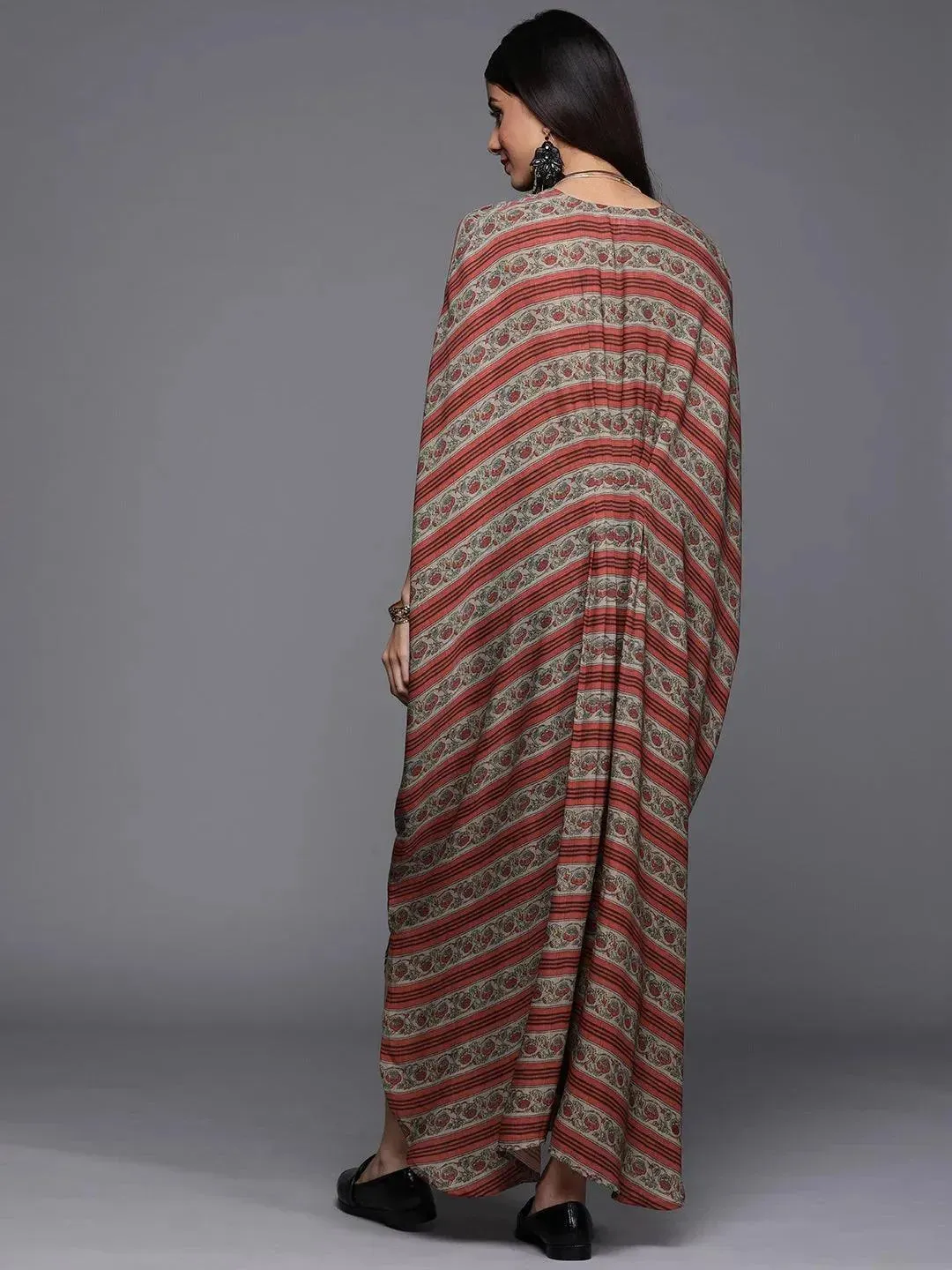 Maroon Printed Georgette Dress