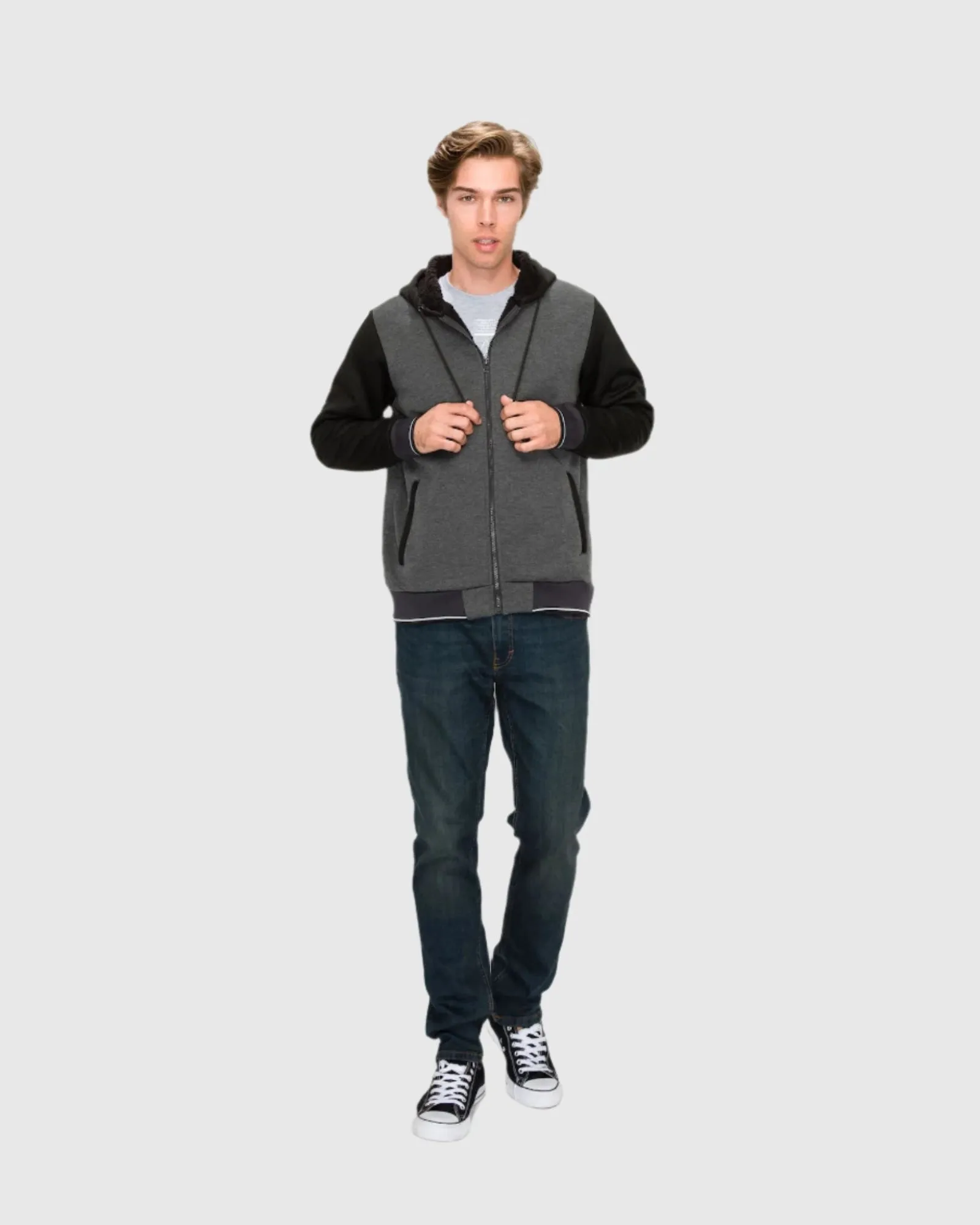 MEN'S VALUE VARSITY FLEECE SHERPA LINED JACKET