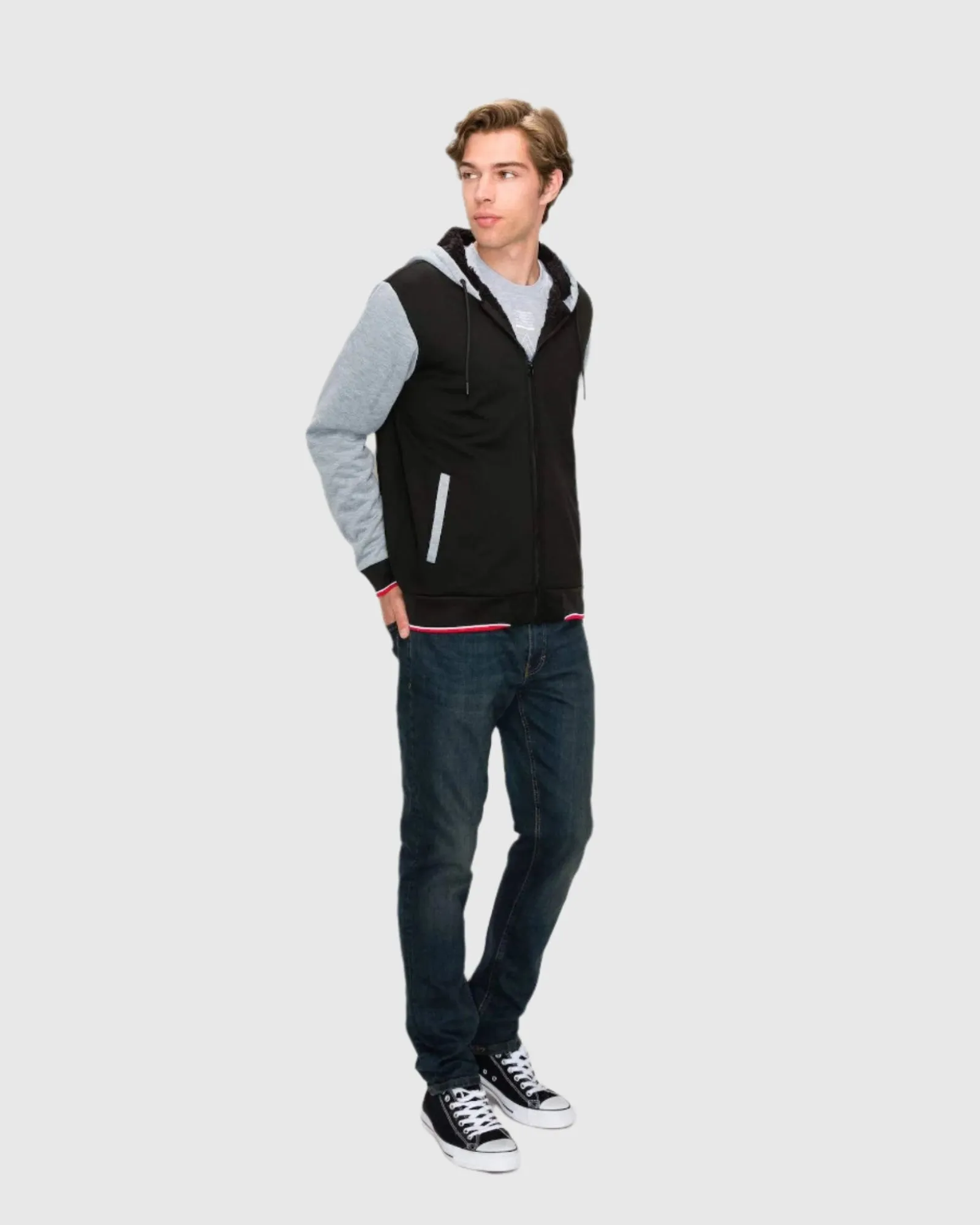 MEN'S VALUE VARSITY FLEECE SHERPA LINED JACKET