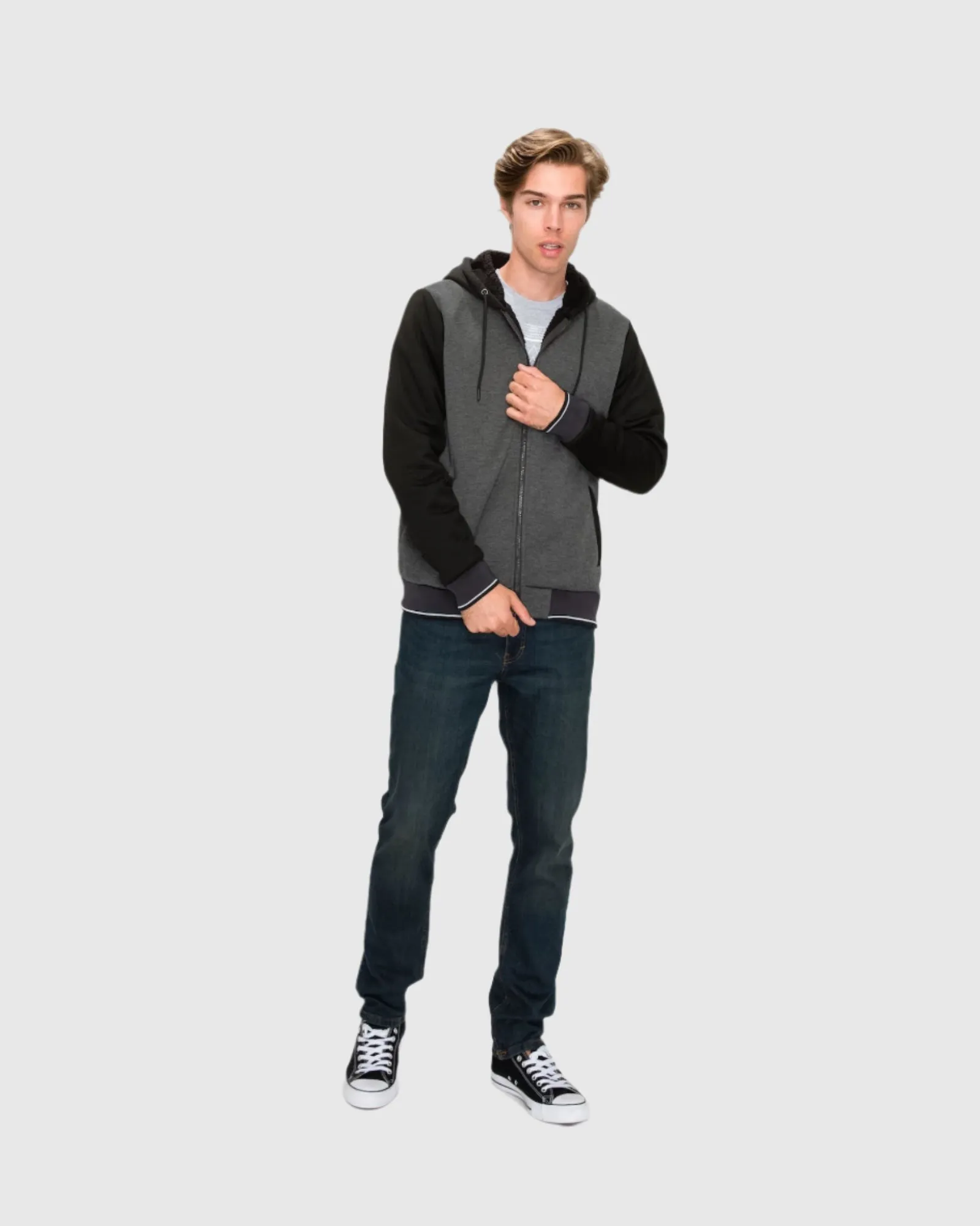 MEN'S VALUE VARSITY FLEECE SHERPA LINED JACKET
