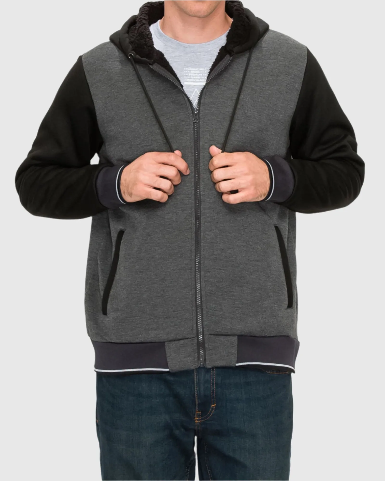 MEN'S VALUE VARSITY FLEECE SHERPA LINED JACKET